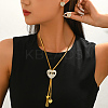 Alloy Rhinestone Heart LOVE Pendant Lariat Necklace & Stud Earrings for Women RE6970-4