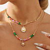 Sun Alloy Plastic Pearl Pendant Necklaces for Women NJEW-U013-11G-1