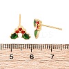 Cubic Zirconia Cherry Stud Earrings with Enamel X-EJEW-P199-14G-2