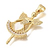 Brass Micro Pave Cubic Zirconia Shell Pendants KK-D328-08G-2