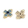 Brass Blue Cubic Zirconia Connector Charms KK-I719-01G-2