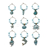 Sea Animal Alloy Wine Glass Charms AJEW-JO00259-2