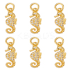 6Pcs Brass Micro Pave Cubic Zirconia Pendants KK-LP0001-41-1