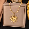 304 Stainless Steel Sun Pendant Snake Ball Chain Necklaces for Women LS-NJEW-G179-02G-1
