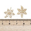 Flower Brass Micro Pave Clear Cubic Zirconia Stud Earring Findings KK-F921-09G-3