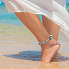 2Pcs Acrylic Imitation Turquoise Oval Link Chain Anklet AJEW-AN0001-04-5