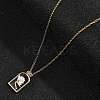 Arch with Flower Brass Enamel Pendant Necklaces LS-NJEW-H051-06G-3