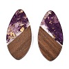 Transparent Resin and Walnut Wood Pendants RESI-T057-05H-2