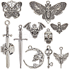50Pcs 10 Styles Skeleton Theme Tibetan Style Alloy Pendants FIND-SC0011-06-1