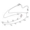 304 Stainless Steel Pave Clear Cubic Zirconia Oval Flat Round Tassel Bib Necklaces for Women NJEW-T020-01P-2