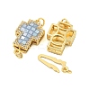 Rack Plating Brass Micro Pave Cubic Zirconia & Shell & Enamel Box Clasps KK-S373-06G-2