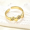 Brass Micro Pave Clear Cubic Zirconia Cuff Rings for Women RJEW-H247-28G-2