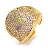 Rack Plating Brass Micro Pave Clear Cubic Zirconia Wide Open Cuff Rings RJEW-M156-01G-2