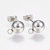 Non-Tarnish 201 Stainless Steel Ball Stud Earring Post X-STAS-F088-01P-1
