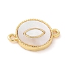 Brass Pave Natural White Shell Connector Charms KK-S522-03C-G-2