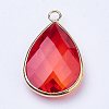 Golden Tone Brass Glass Teardrop Pendants LS-GLAA-M006-A-04G-2