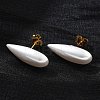 304 Stainless Steel Plastic Imitation Pearl Stud Earrings EJEW-R030-01G-01-3