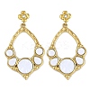 PVD Vacuum Plating 304 Stainless Steel Enamel Flower Dangle Stud Earrings EJEW-Z075-09G-01-1