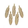 Tibetan Style Alloy Feather Big Pendants TIBEP-A12720-AG-RS-2
