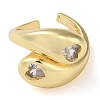 Rack Plating Brass with Clear Cubic Zirconia Open Cuff Rings RJEW-M158-06G-2