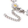 Enamel Daisy Link Chains Bracelet BJEW-P271-01P-01-4