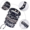 4Pcs 4 Styles Punk Style Hematite Round Beaded Stretch Bracelets & Rivets Bracelets  with Alloy Braided Bead Bracelets & Imitation Leather Bangles for Men Women BJEW-WH20002-09A-5