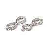 Brass Micro Pave Clear Cubic Zirconia Connector Charms KK-E068-VB385-3