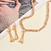 Vintage Brass Round Beaded Tassel Necklace & Earrings for Women KV0699-2