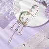 Wire Wrapped Natural Green Aventurine Chips Moon Hanging Ornaments HJEW-JM02621-01-1