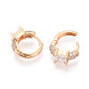 Brass Micro Pave Clear Cubic Zirconia Square Hoop Earrings EJEW-T048-44G-3