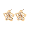 Flower Brass Micro Pave Cubic Zirconia Stud Earrings for Women EJEW-G428-28C-02-4