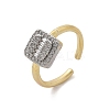 Brass Micro Pave Clear Cubic Zirconia Cuff Rings for Women RJEW-U041-09G-4