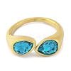Ion Plating(IP) 304 Stainless Steel Rhinestone Teardrop Cuff Open for Women RJEW-N046-04D-G-2