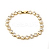 Clear Cubic Zirconia Heart Link Chain Bracelet LS-BJEW-E073-05G-1