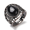 Natural Gemstone Oval Adjustable Rings RJEW-K271-06R-3