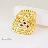 Abstract Vintage Trapezoid Brass Colorful Rhinestones Women's Ring NK9373-5