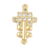 Brass Clear Cubic Zirconia Cross Connector Charms KK-Q028-33G-1