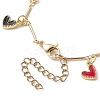 Brass Colorful Enamel Heart Link Chains Bracelet BJEW-TA00463-4