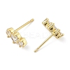 Brass Micro Pave Clear Cubic Zirconia Stud Earrings LS-EJEW-R016-26G-14-4