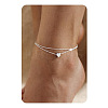 201 Stainless Steel Heart with Initial Charm Double Layer Anklets for Women FS-WG0EC0A-04-1