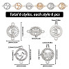 36Pcs 6 Styles Alloy Crystal Rhinestone Connector Charms FIND-SC0007-42-2