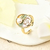 Brass Enamel Cuff Rings RJEW-K291-03G-02-1
