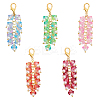 10Pcs 5 Colors Trumpet Flower Glass Pendant Decorations HJEW-CA0001-45-1