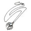 Bohemian Hollow Moon Zinc Alloy Pave Natural Moonstone Pendant Necklaces FS-WG20EBE-01-1