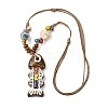 Ceramic Fish Pendant Adjustable Waxed Cord Necklaces for Women LS-NJEW-B146-02-2