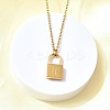 304 Stainless Steel Rolo Chain Pendant Necklaces NJEW-S444-01G-08-5