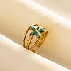 304 Stainless Steel Flower Cuff Rings WH9227-7-1