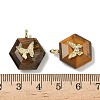 Natural Tiger Eye Faceted Pendants G-P585-01G-10-3