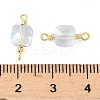 Glass Faceted Square Connector Charms KK-C097-09G-02-3