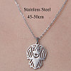 Non-Tarnish 201 Stainless Steel Hollow Dog Pendant Necklace NJEW-OY001-32-3